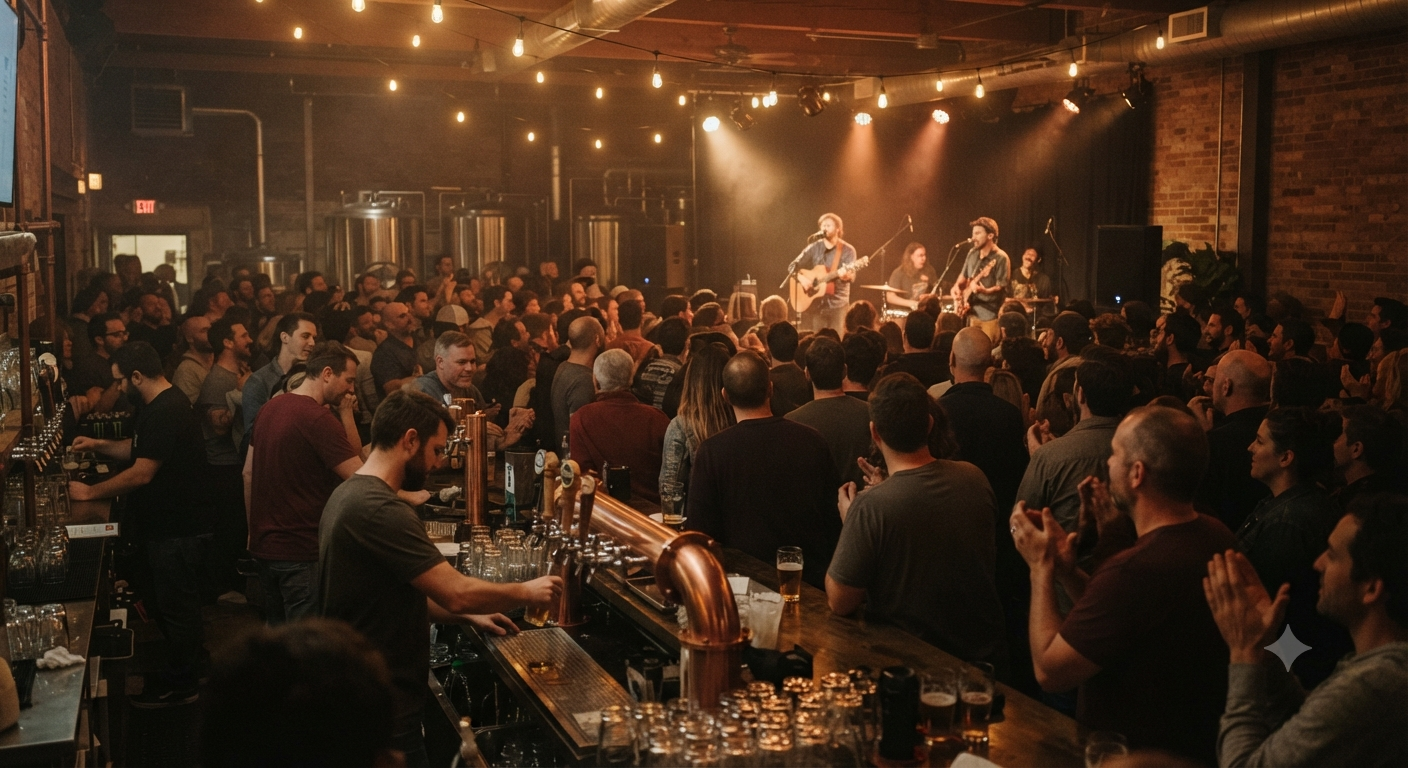 A live music venue set up and ready for a show